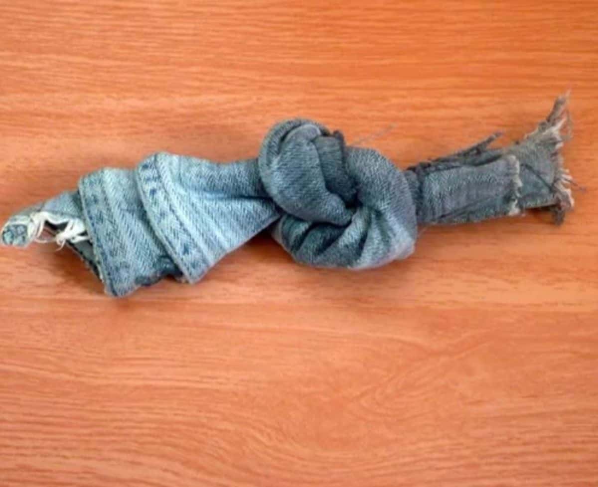 DIY denim dog toy 