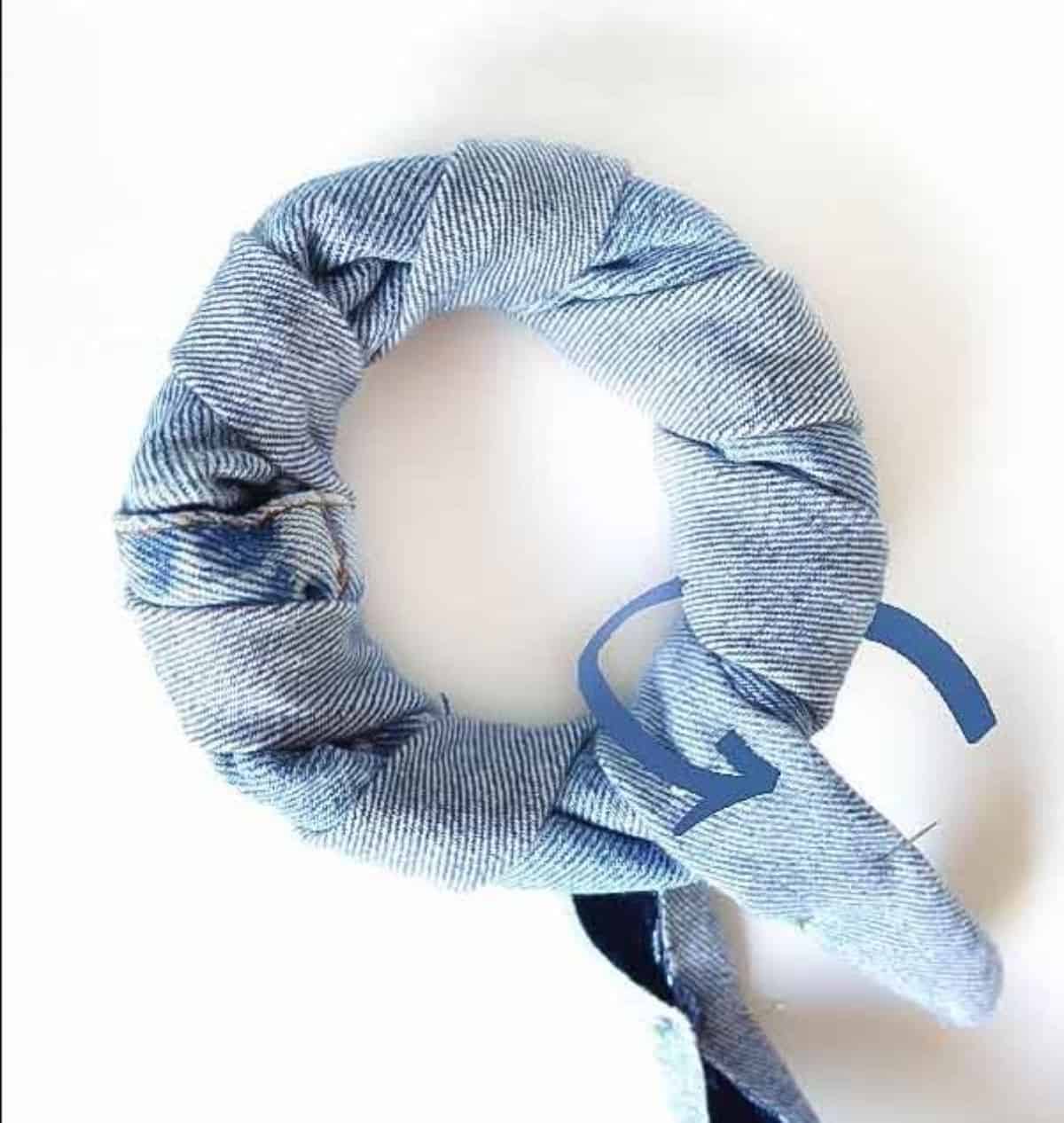 DIY denim donut dog toy 