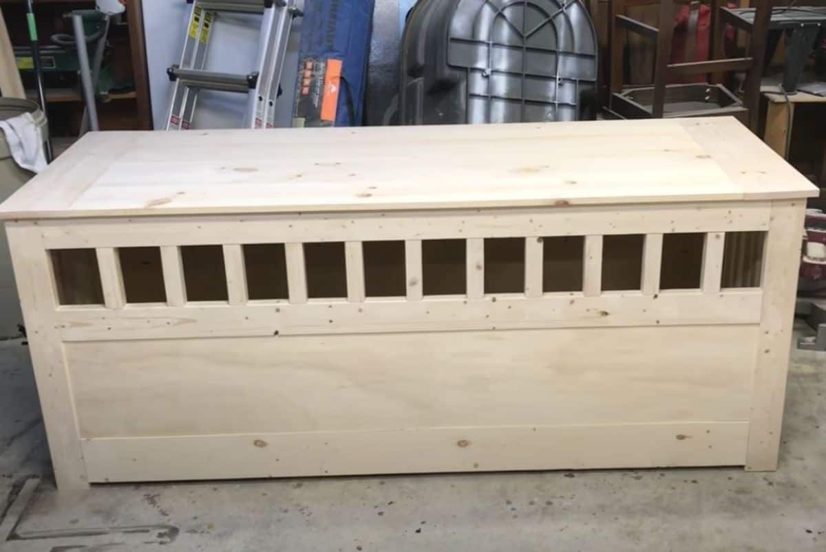 DIY long table dog crate 