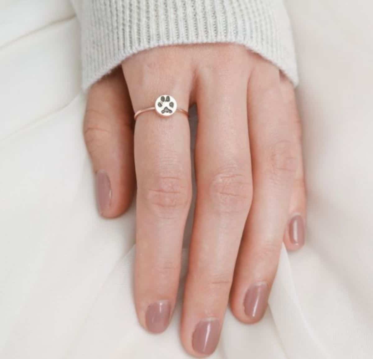 dainty paw print ring