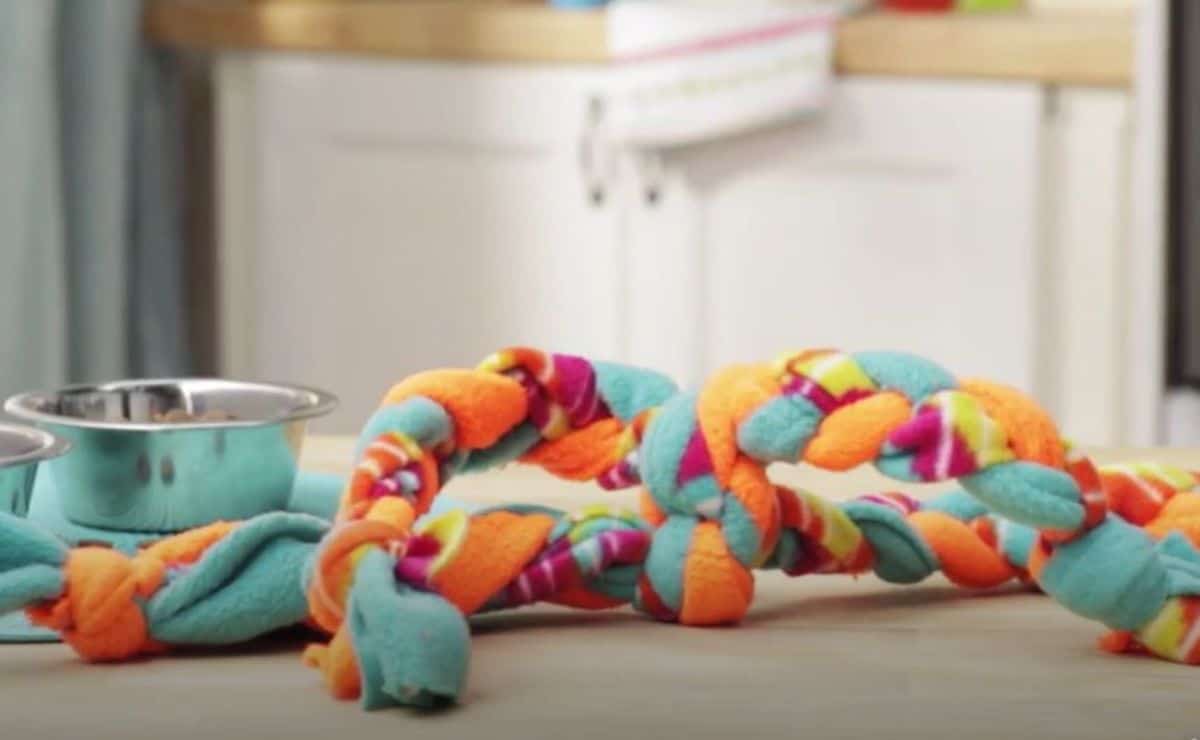 DIY Dog toy from scraps of fleece 