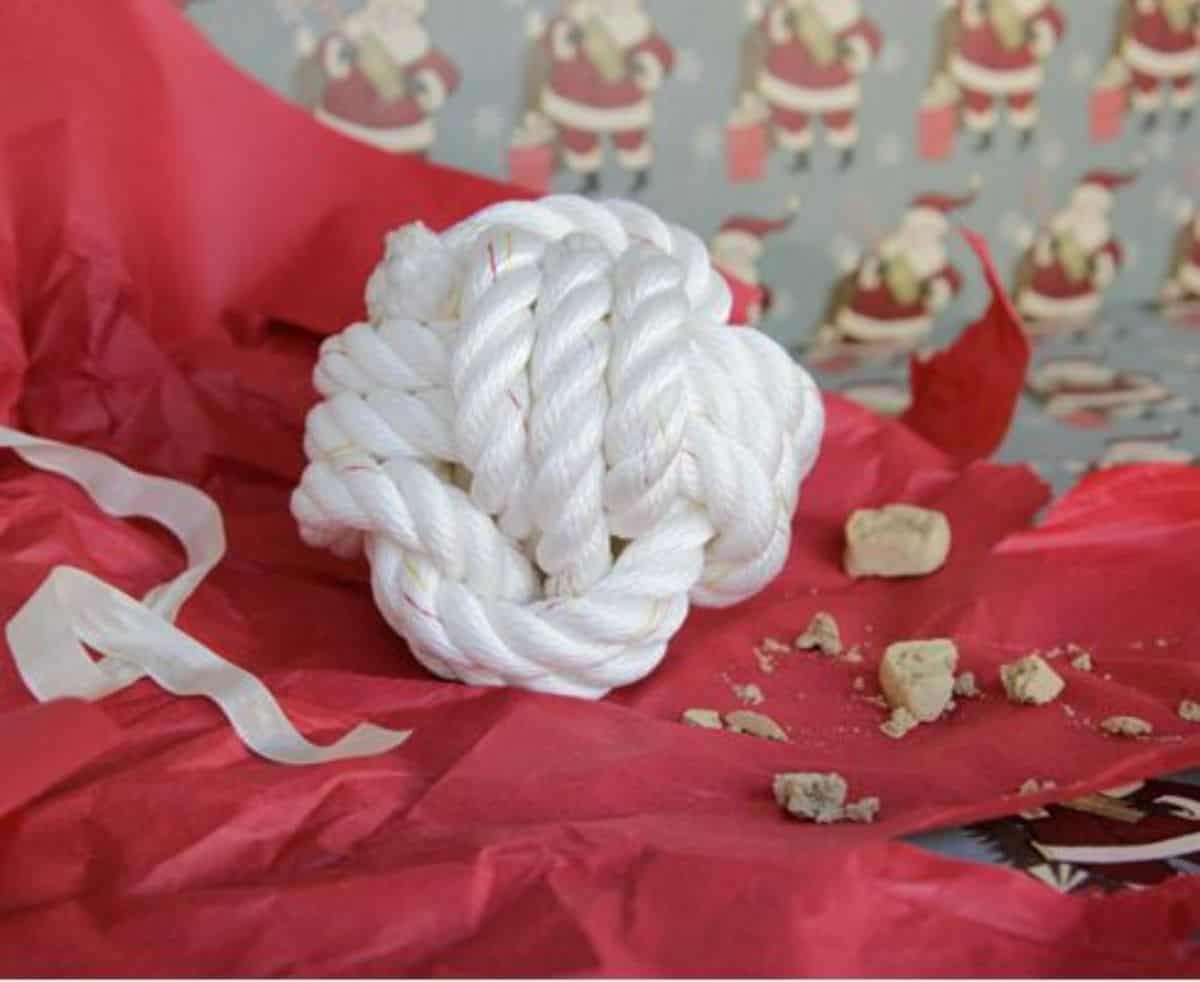 DIY rope ball dog toy 