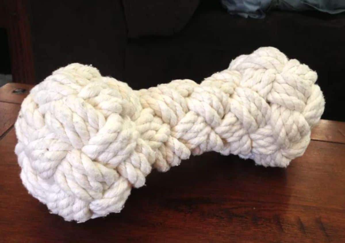 DIY woven rope dog toy 
